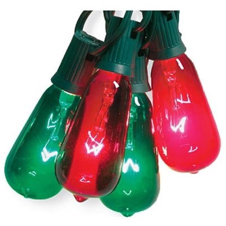 NOMA INLITEN Noma Inliten V51597 10 Light Green & Red Alternating Elongated Glass Edison Bulb Light Set 168492